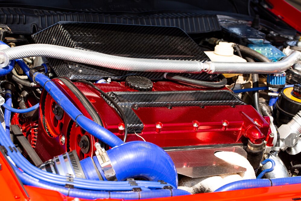 Turbocharged Engine Sports Car Close Up Hood 78492 3880
